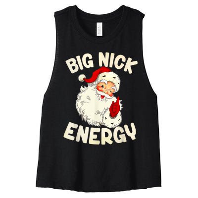 Big Nick Energy Vintage Red Santa Claus Red Christmas Design Women's Racerback Cropped Tank