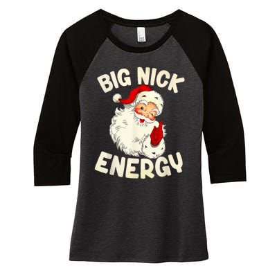 Big Nick Energy Vintage Red Santa Claus Red Christmas Design Women's Tri-Blend 3/4-Sleeve Raglan Shirt