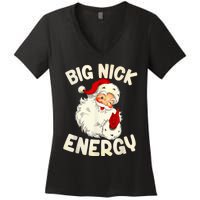 Big Nick Energy Vintage Red Santa Claus Red Christmas Design Women's V-Neck T-Shirt