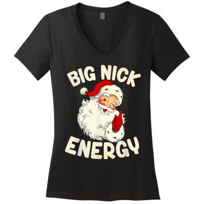 Big Nick Energy Vintage Red Santa Claus Red Christmas Design Women's V-Neck T-Shirt