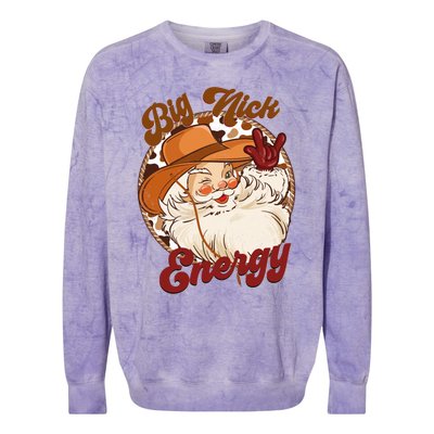 Big Nick Energy Howdy Santa Claus Cow Vintage Chirstmas Gift Colorblast Crewneck Sweatshirt