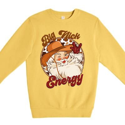 Big Nick Energy Howdy Santa Claus Cow Vintage Chirstmas Gift Premium Crewneck Sweatshirt