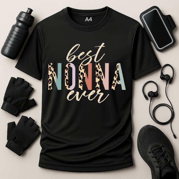 Best Nonna Ever Gifts Leopard Print Mothers Day Cooling Performance Crew T-Shirt