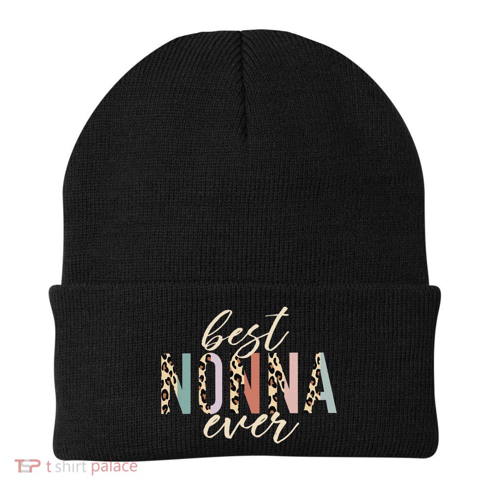 Best Nonna Ever Gifts Leopard Print Mothers Day Beanie
