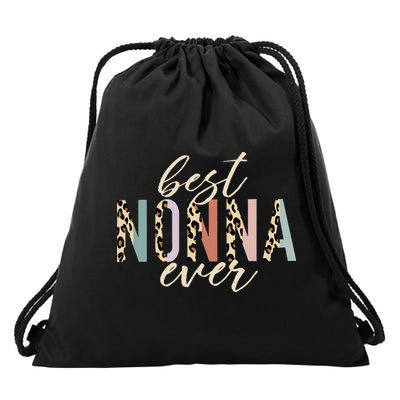 Best Nonna Ever Gifts Leopard Print Mothers Day Drawstring Bag