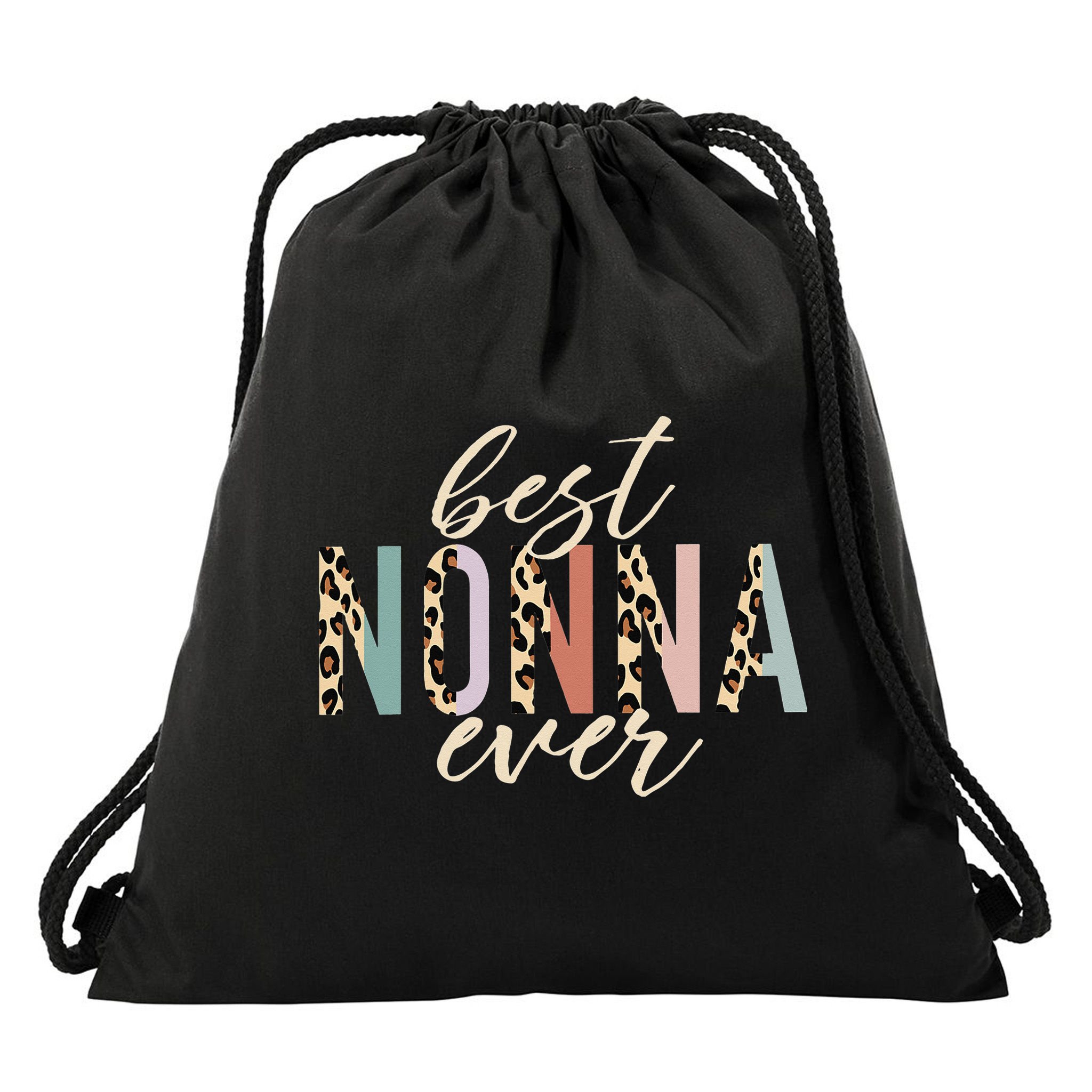 Best Nonna Ever Gifts Leopard Print Mothers Day Drawstring Bag