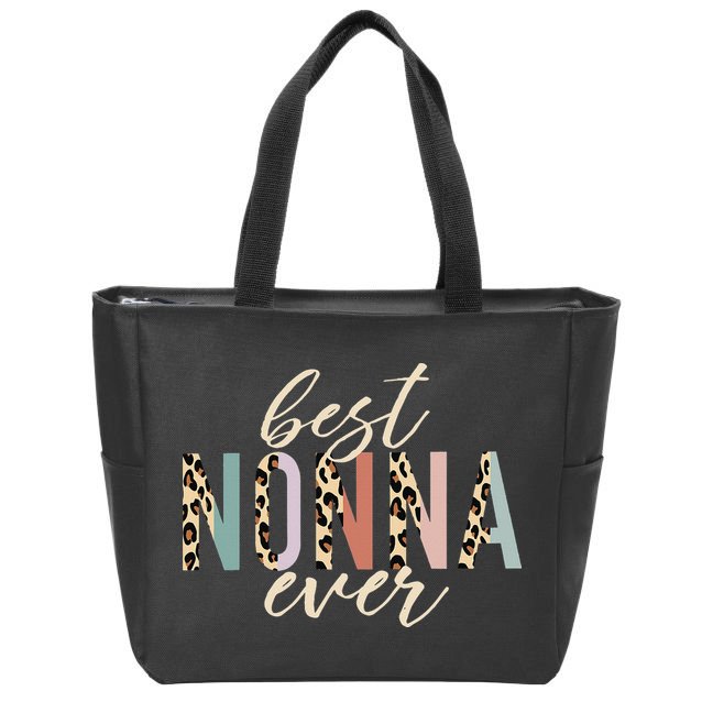 Best Nonna Ever Gifts Leopard Print Mothers Day Zip Tote Bag