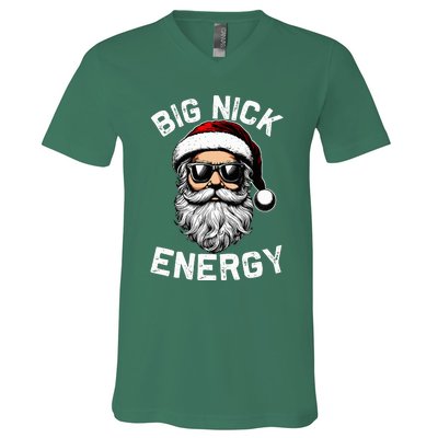 Big Nick Energy Funny Inappropriate Christmas Santa Face V-Neck T-Shirt