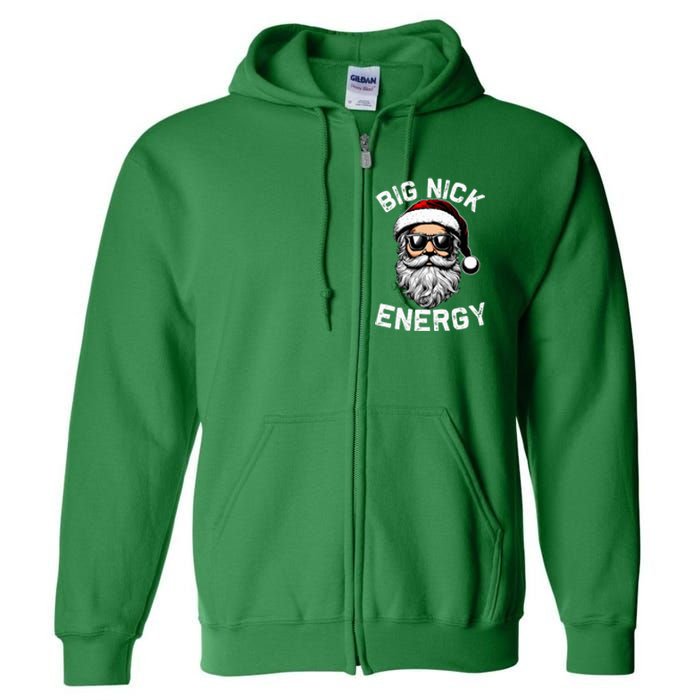 Big Nick Energy Funny Inappropriate Christmas Santa Face Full Zip Hoodie