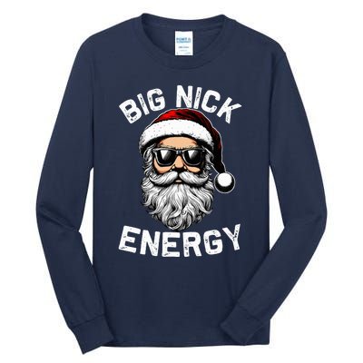 Big Nick Energy Funny Inappropriate Christmas Santa Face Tall Long Sleeve T-Shirt