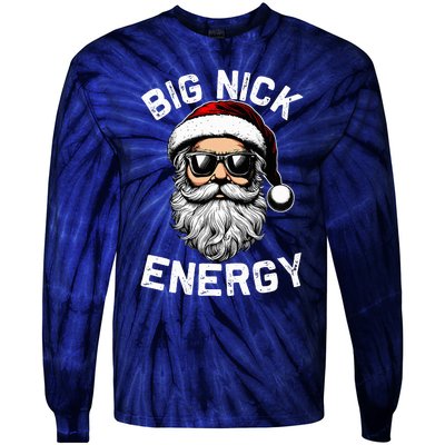 Big Nick Energy Funny Inappropriate Christmas Santa Face Tie-Dye Long Sleeve Shirt