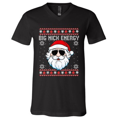 Big Nick Energy Santa Ugly Christmas Sweater V-Neck T-Shirt