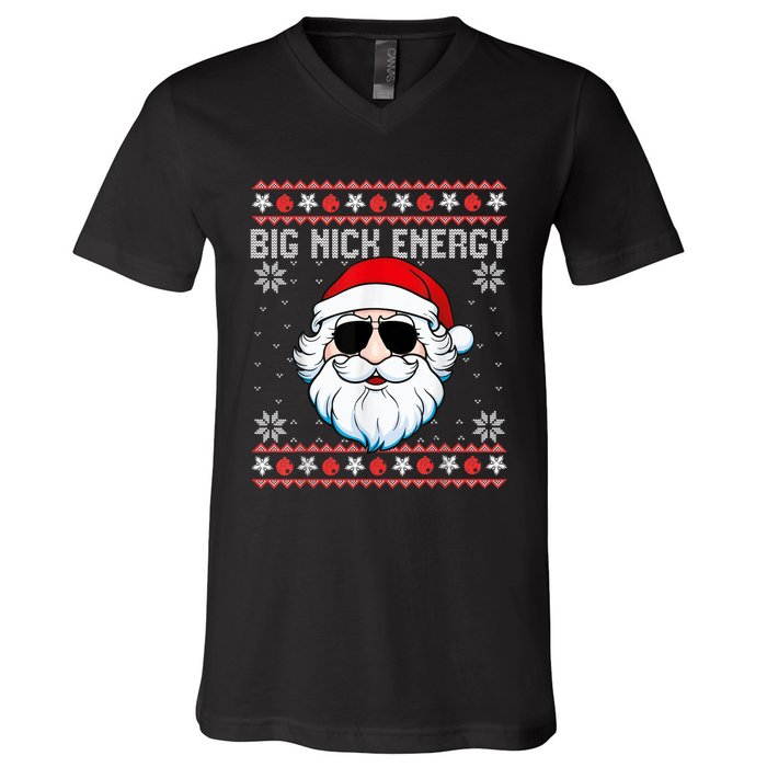 Big Nick Energy Santa Ugly Christmas Sweater V-Neck T-Shirt