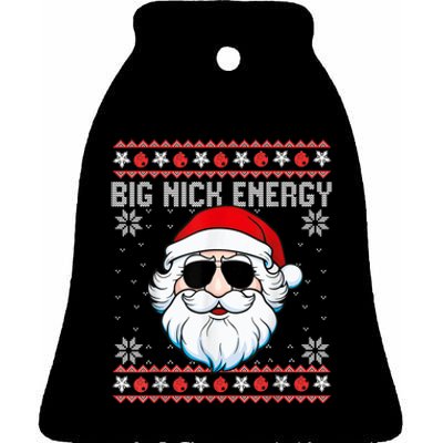 Big Nick Energy Santa Ugly Christmas Sweater Ceramic Bell Ornament