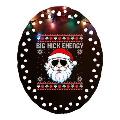 Big Nick Energy Santa Ugly Christmas Sweater Ceramic Oval Ornament