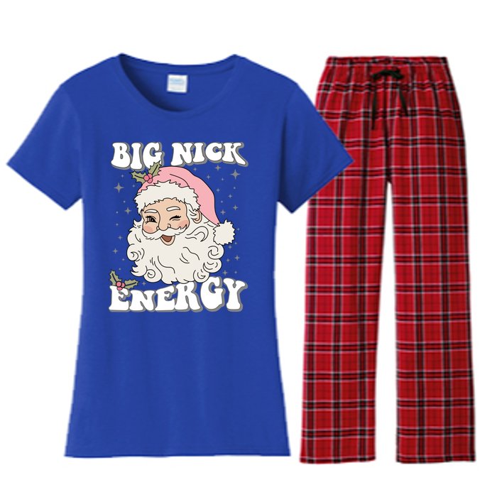 Big Nick Energy Funny Xmas Christmas Cute Santa Claus Great Gift Women's Flannel Pajama Set