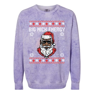 Big Nick Energy African American Santa Ugly Sweater Pullover Hoodie Colorblast Crewneck Sweatshirt