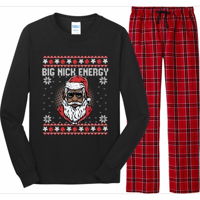 Big Nick Energy African American Santa Ugly Sweater Pullover Hoodie Long Sleeve Pajama Set