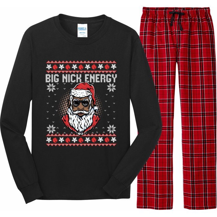 Big Nick Energy African American Santa Ugly Sweater Pullover Hoodie Long Sleeve Pajama Set