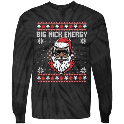 Big Nick Energy African American Santa Ugly Sweater Pullover Hoodie Tie-Dye Long Sleeve Shirt