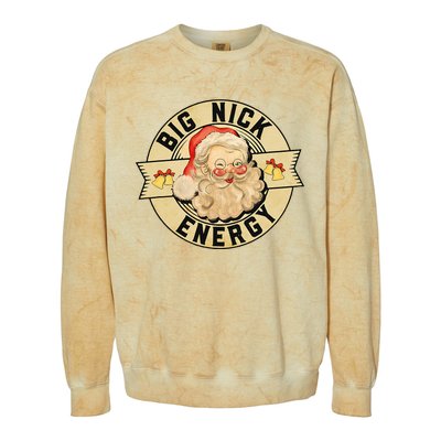 Big Nick Energy Funny Vintage Santa Claus Wink Christmas Colorblast Crewneck Sweatshirt