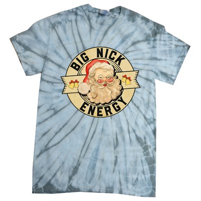 Big Nick Energy Funny Vintage Santa Claus Wink Christmas Tie-Dye T-Shirt