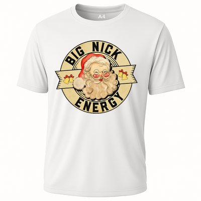 Big Nick Energy Funny Vintage Santa Claus Wink Christmas Cooling Performance Crew T-Shirt