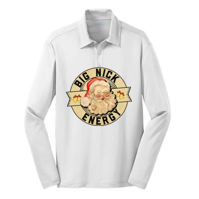 Big Nick Energy Funny Vintage Santa Claus Wink Christmas Silk Touch Performance Long Sleeve Polo