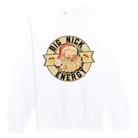 Big Nick Energy Funny Vintage Santa Claus Wink Christmas Premium Crewneck Sweatshirt