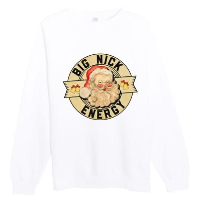 Big Nick Energy Funny Vintage Santa Claus Wink Christmas Premium Crewneck Sweatshirt