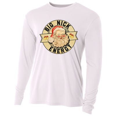 Big Nick Energy Funny Vintage Santa Claus Wink Christmas Cooling Performance Long Sleeve Crew