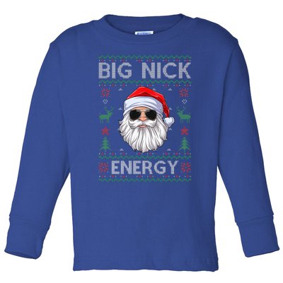 Big Nick Energy Santa Claus Ugly Christmas Sweater Toddler Long Sleeve Shirt