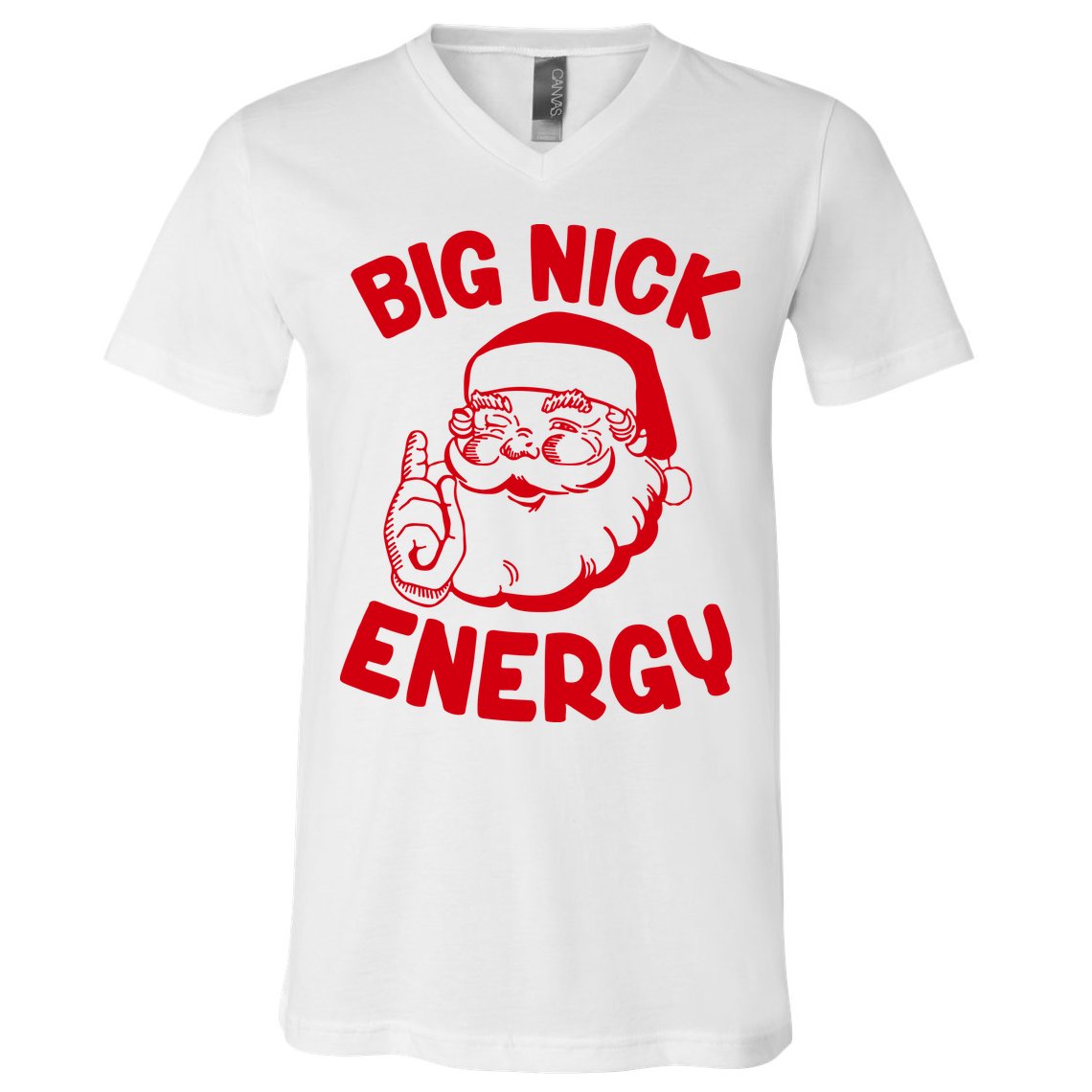 Big Nick Energy Santa Claus Funny Xmas Christmas V-Neck T-Shirt