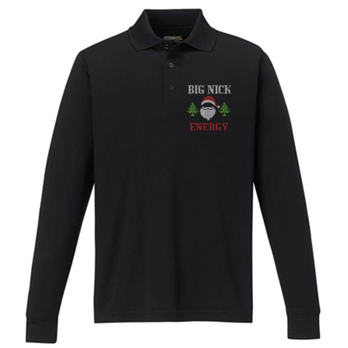 Big Nick Energy - Ugly Sweater - Big Nick Energy Santa Performance Long Sleeve Polo