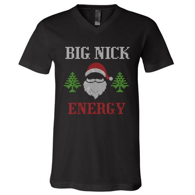 Big Nick Energy - Ugly Sweater - Big Nick Energy Santa V-Neck T-Shirt