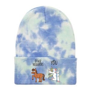 Best Neighbor Ever Fun Funny Gift Graphic For Neighbors Funny Gift Tie Dye 12in Knit Beanie