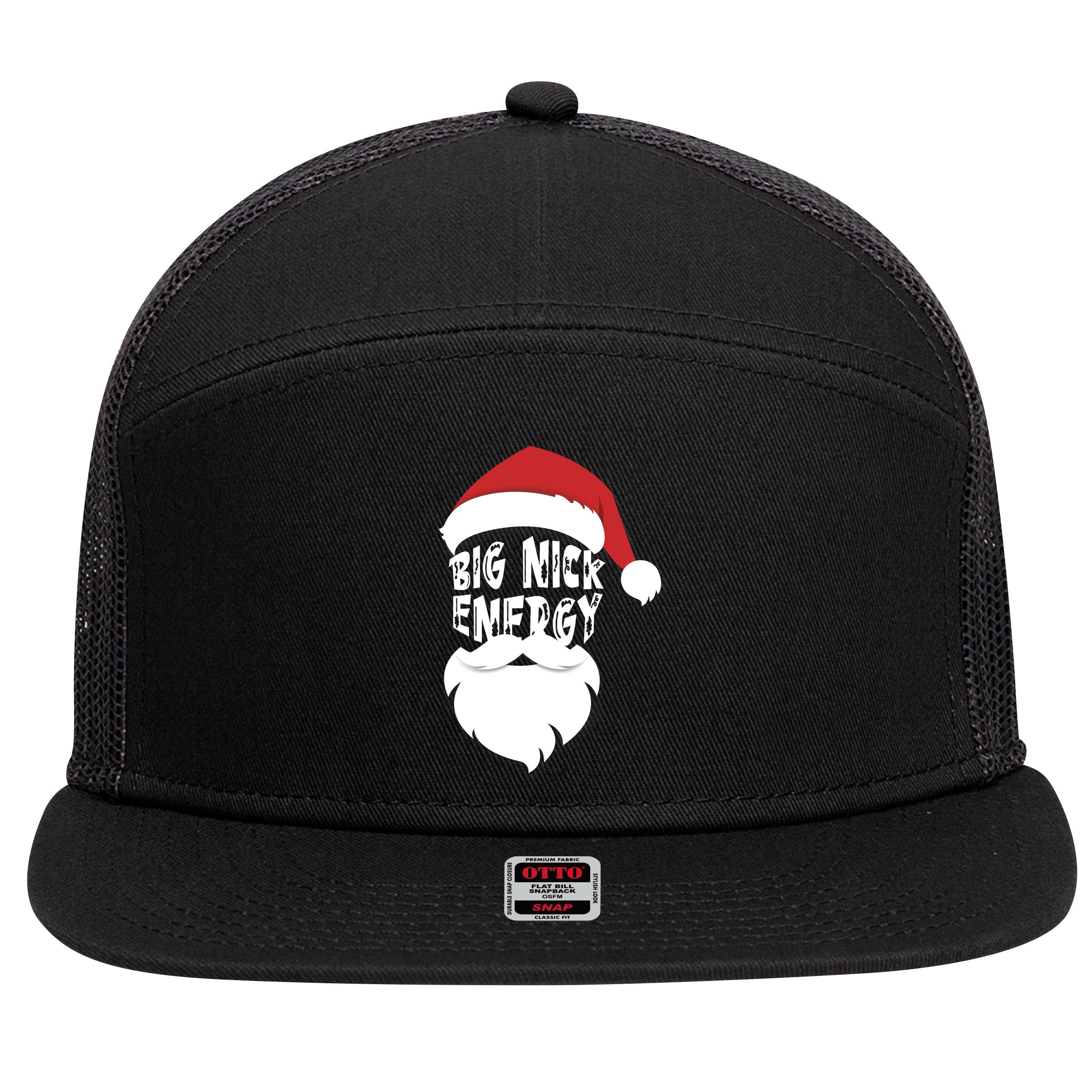 Big Nick Energy Funny Xmas Santa Hipster 7 Panel Mesh Trucker Snapback Hat