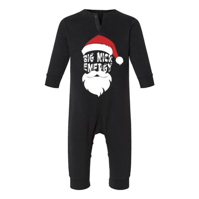 Big Nick Energy Funny Xmas Santa Hipster Infant Fleece One Piece