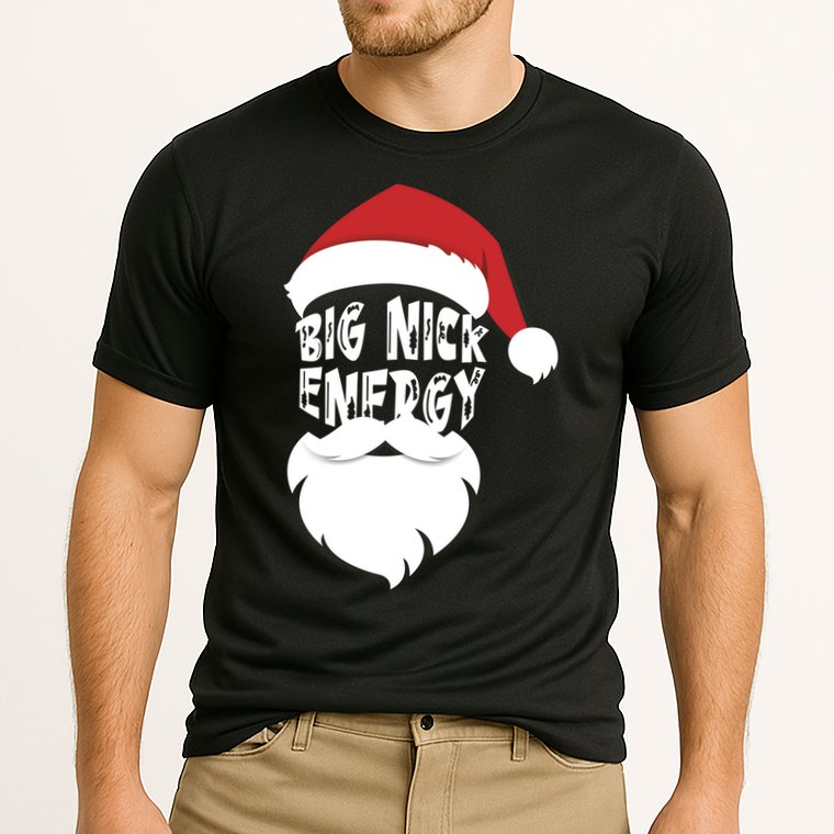 Big Nick Energy Funny Xmas Santa Hipster Performance Shirt