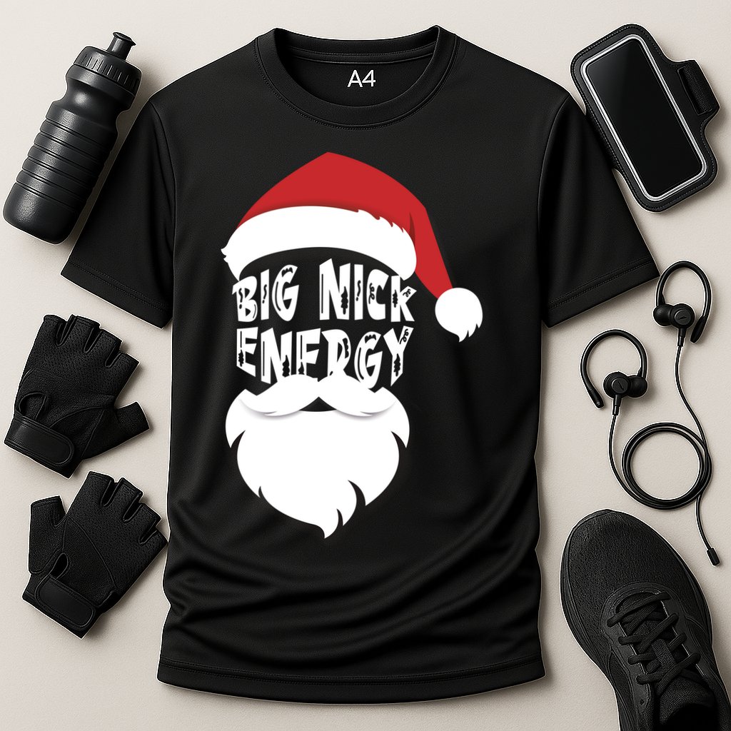 Big Nick Energy Funny Xmas Santa Hipster Performance Shirt