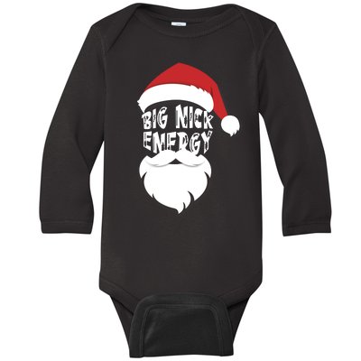 Big Nick Energy Funny Xmas Santa Hipster Baby Long Sleeve Bodysuit