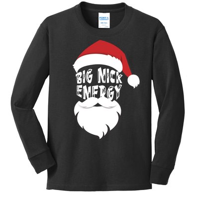 Big Nick Energy Funny Xmas Santa Hipster Kids Long Sleeve Shirt