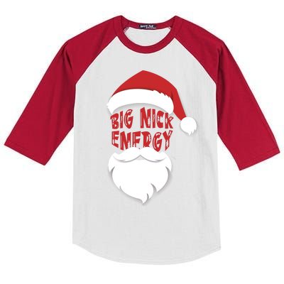 Big Nick Energy Funny Xmas Santa Hipster Kids Colorblock Raglan Jersey