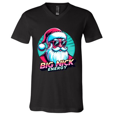 Big Nick Energy Funny Santa Christmas V-Neck T-Shirt