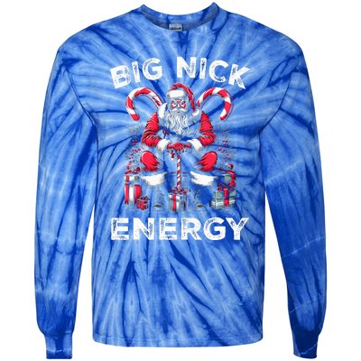 Big Nick Energy Funny Santa Claus Christmas  Tie-Dye Long Sleeve Shirt