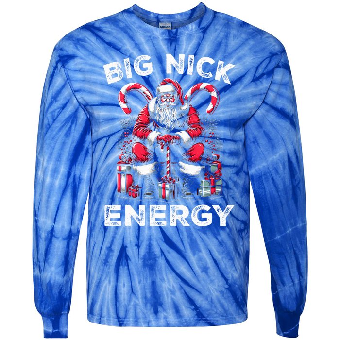 Big Nick Energy Funny Santa Claus Christmas  Tie-Dye Long Sleeve Shirt