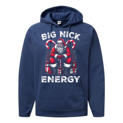 Big Nick Energy Funny Santa Claus Christmas  Performance Fleece Hoodie