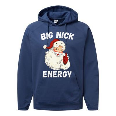 Big Nick Energy Santa Groovy Retro Vintage Performance Fleece Hoodie