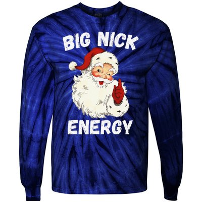 Big Nick Energy Santa Groovy Retro Vintage Tie-Dye Long Sleeve Shirt