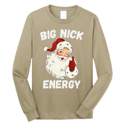 Big Nick Energy Santa Groovy Retro Vintage Long Sleeve Shirt